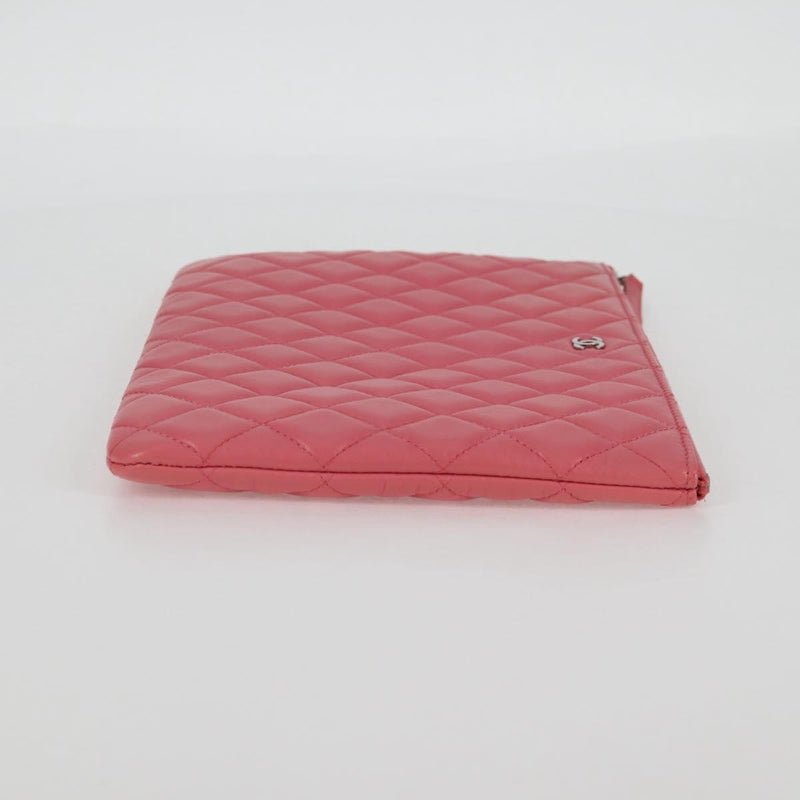 Chanel Cc Casino O Case Clutch Quilted Lambskin Pink Leather