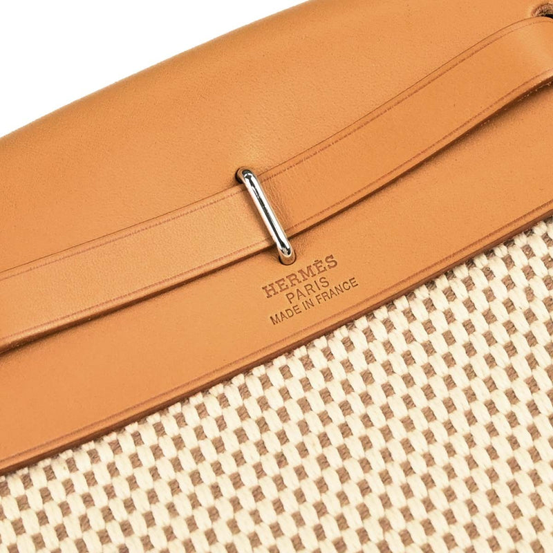 Hermes Herbag Toile And Leather Beige Canvas Bag