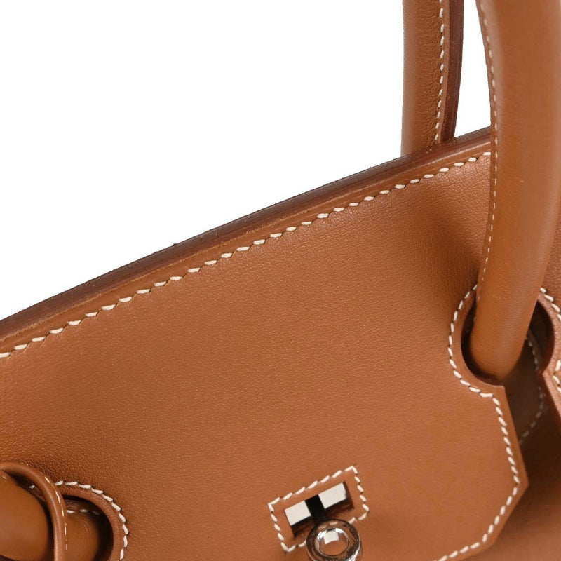 Hermes Birkin Brown Swift With Palladium Hardware Leather Bag