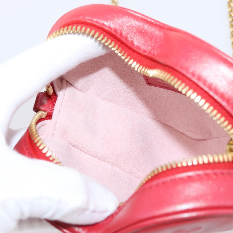 Louis Vuitton Coeur Heart On Chain Monogram Embossed Lambskin Red Leather Bag