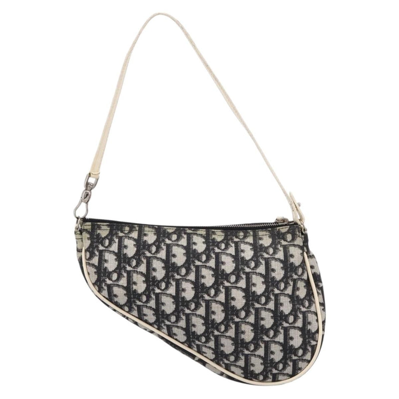 Christian Dior Vintage Saddle Diorissimo Canvas Gray Bag