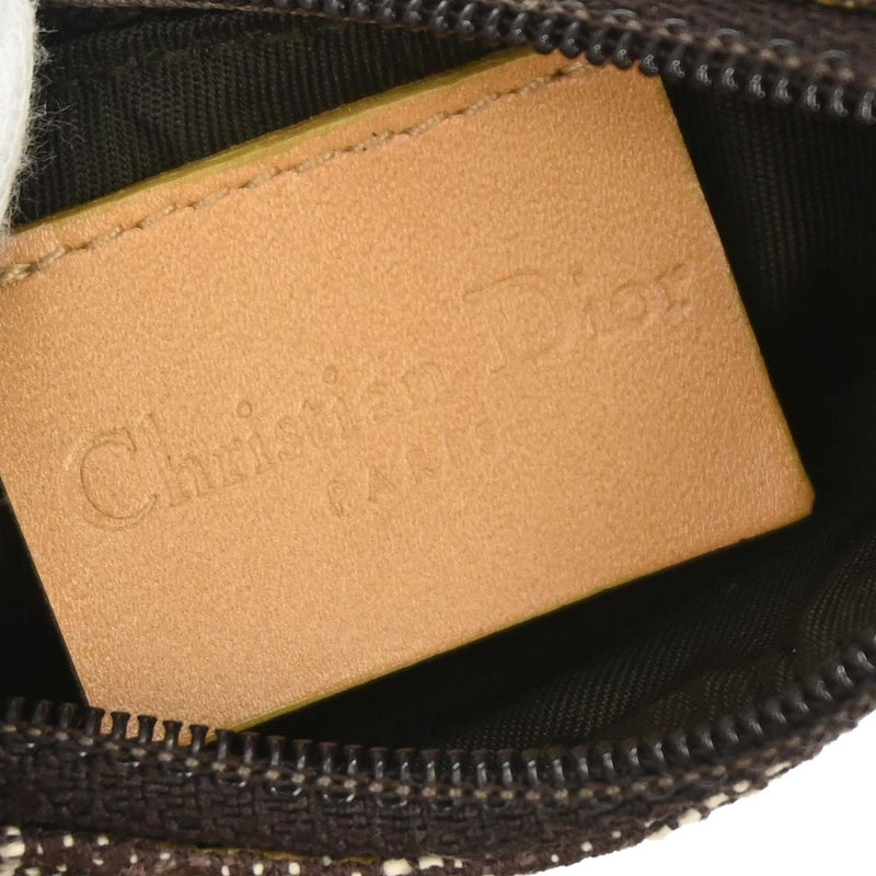 Christian Dior Vintage Saddle Zip Coin Purse Diorissimo Canvas Brown Bag