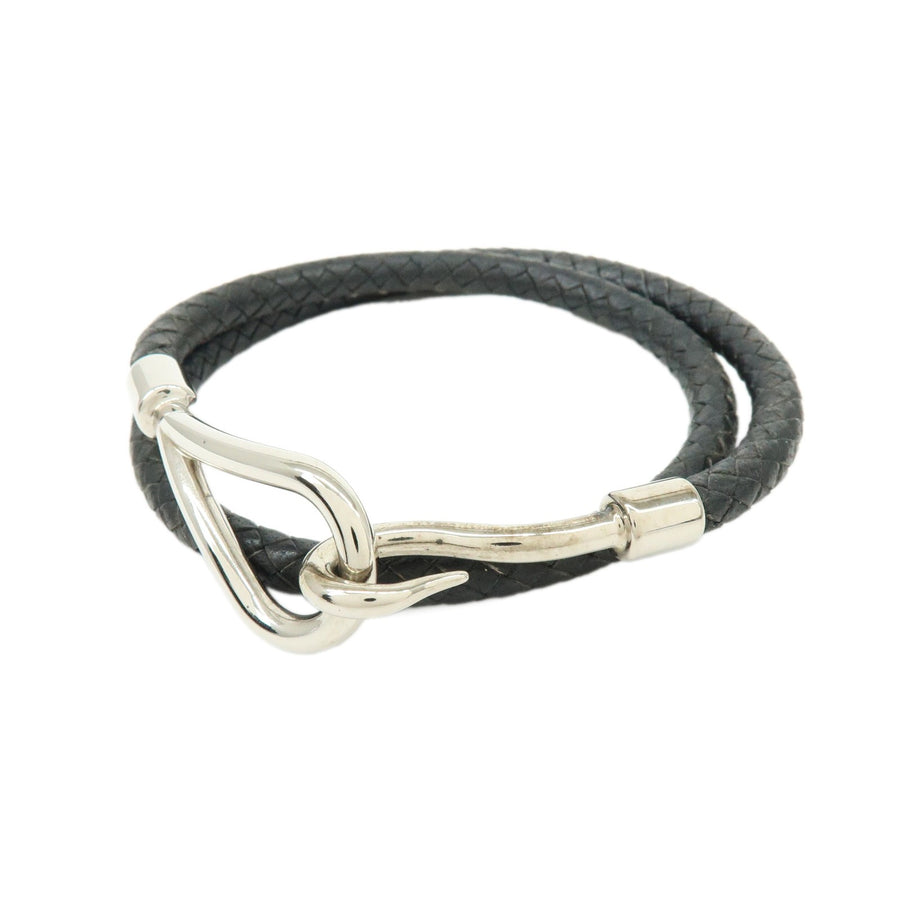 Hermes Jumbo Hook Double Tour Leather And Metal Black Bijoux