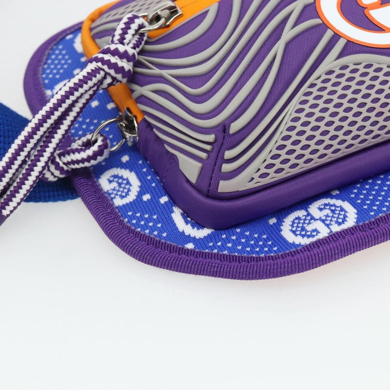 Gucci Panelled Front Pocket Belt Gg Jacquard Nylon And Rubber Purple Bag