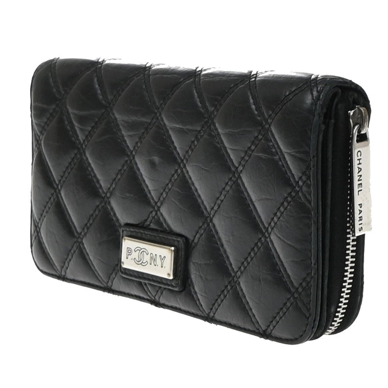 Chanel Trendy Cc Zip Around Quilted Lambskin Black Leather Accessory