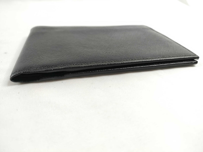 Prada Saffiano Bifold Leather Black Accessory