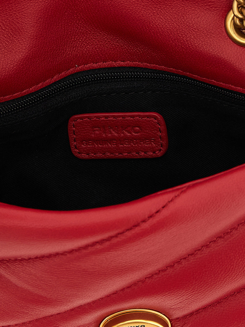 Pinko Love Puff Shoulder Bag — Red Nappa Lambskin Leather