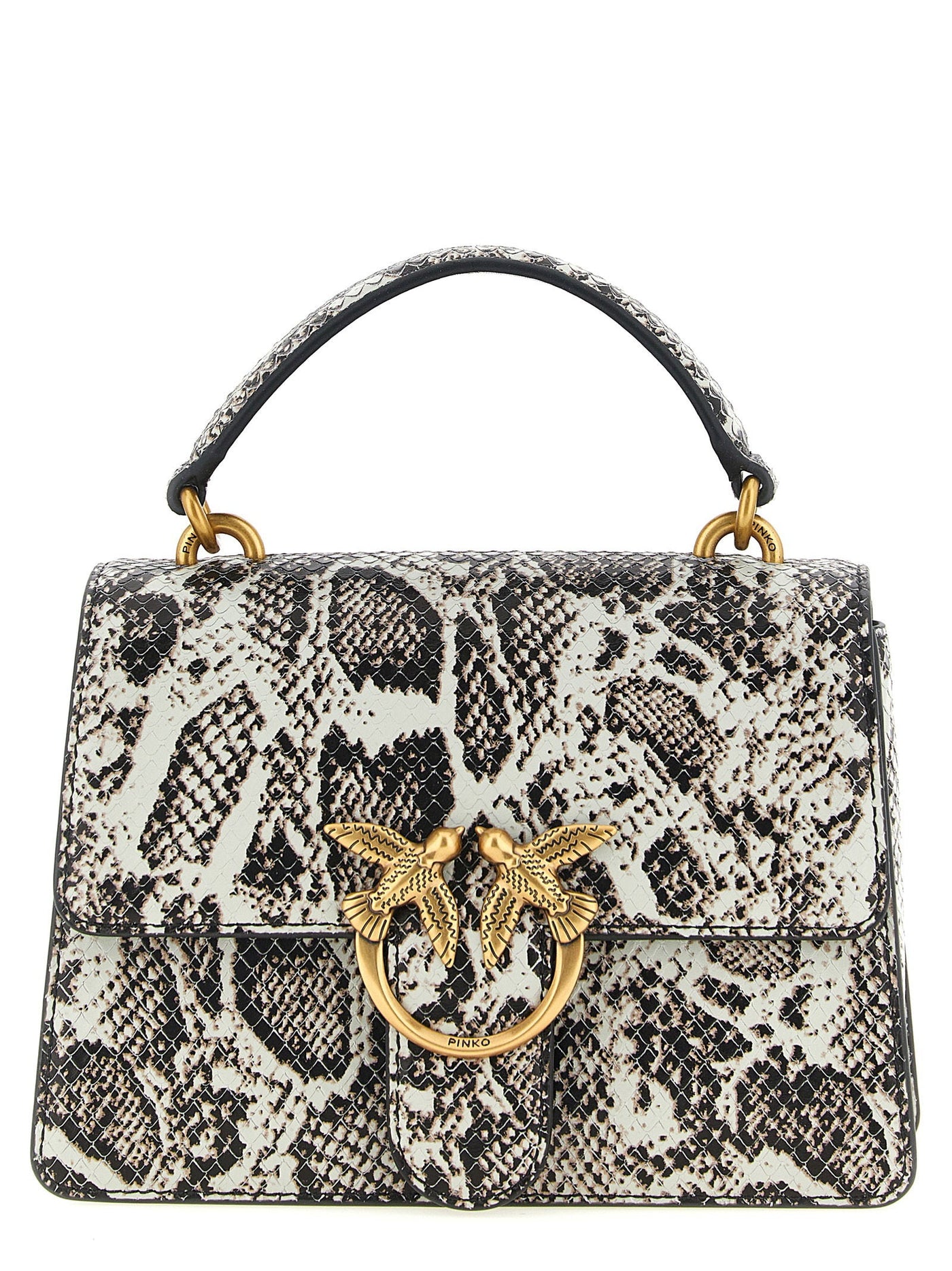 Pinko Love Top Handle Bag — White Calf Leather
