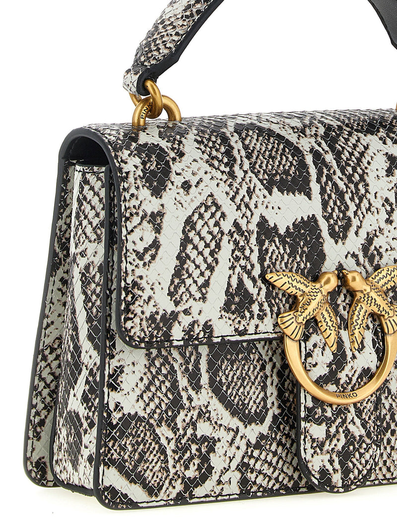 Pinko Love Top Handle Bag — White Calf Leather