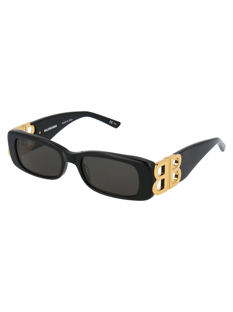 Balenciaga Bb0096s Metal Rectangle Frame Sunglasses — Black