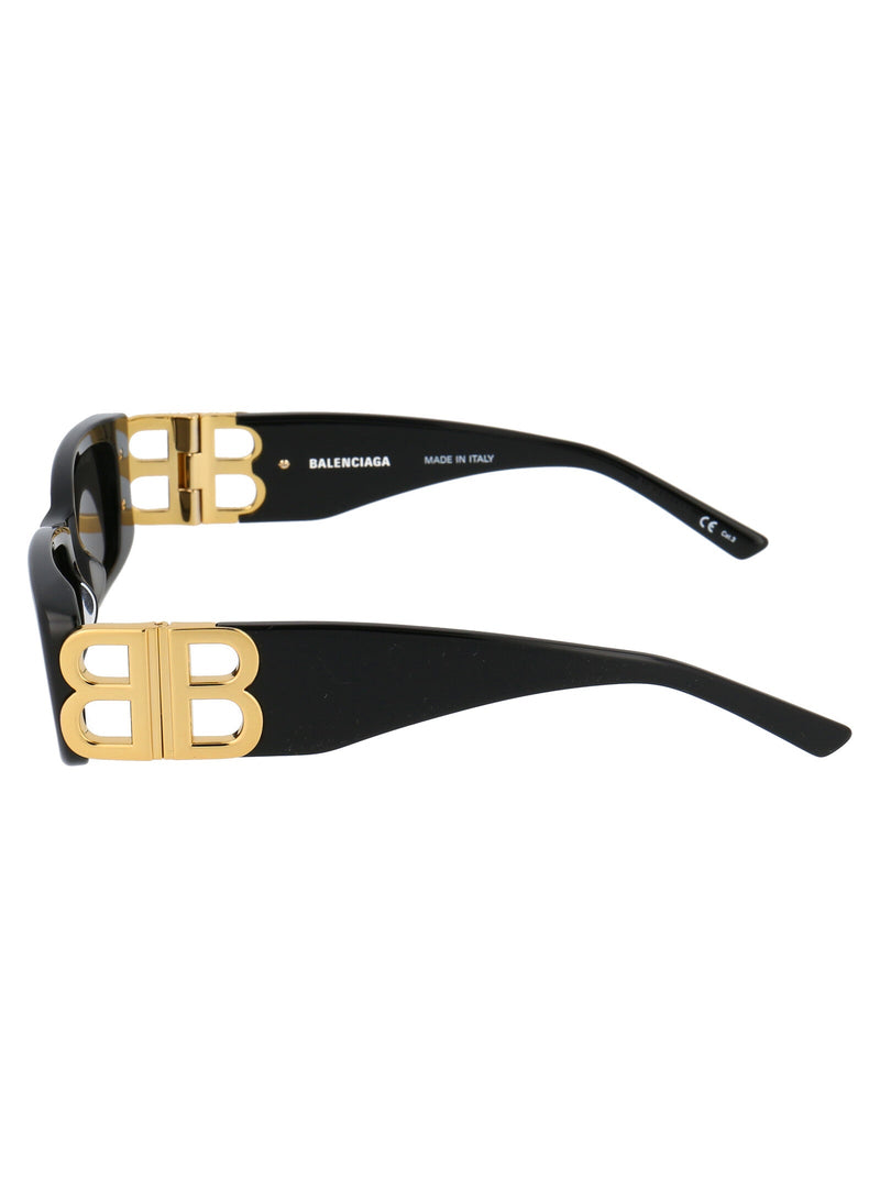Balenciaga Bb0096s Metal Rectangle Frame Sunglasses — Black