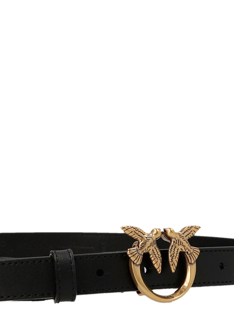 Pinko Love Berry Belt — Black Silk-touch Leather