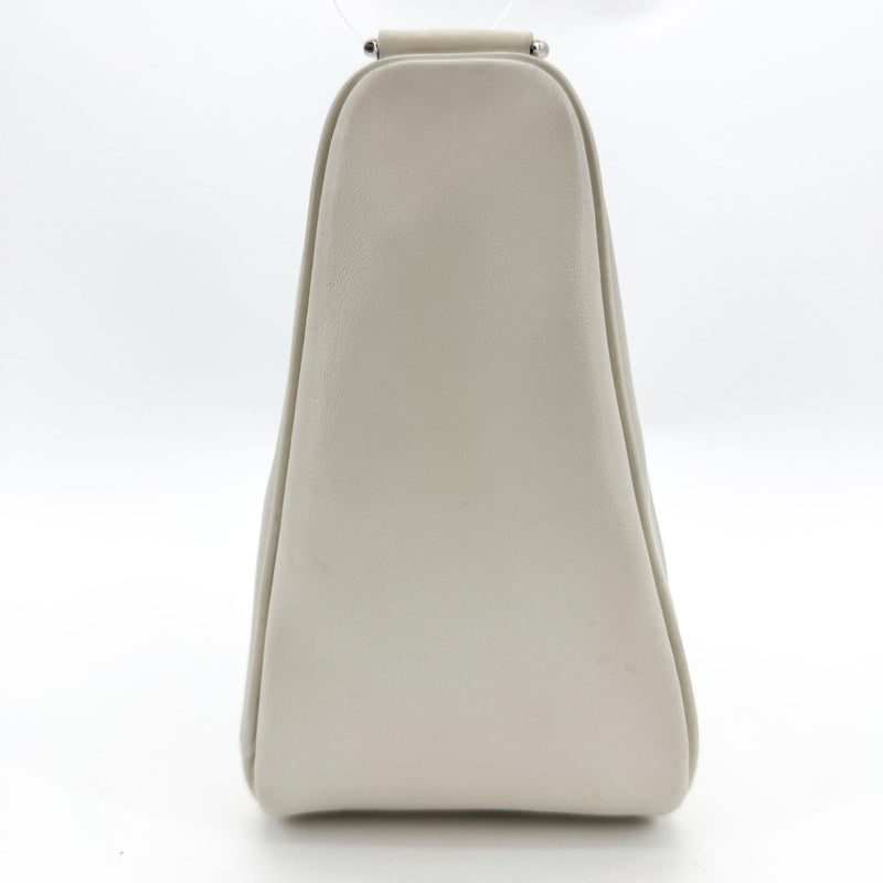 Prada Triangle Logo Zip Leather White Bag