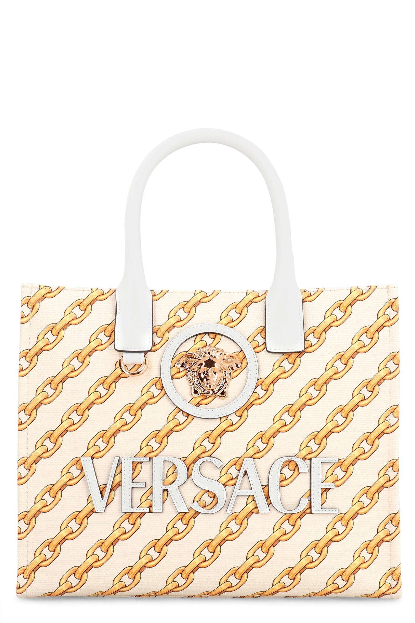 Versace Tote Bag — Cream Calfskin; Cotton