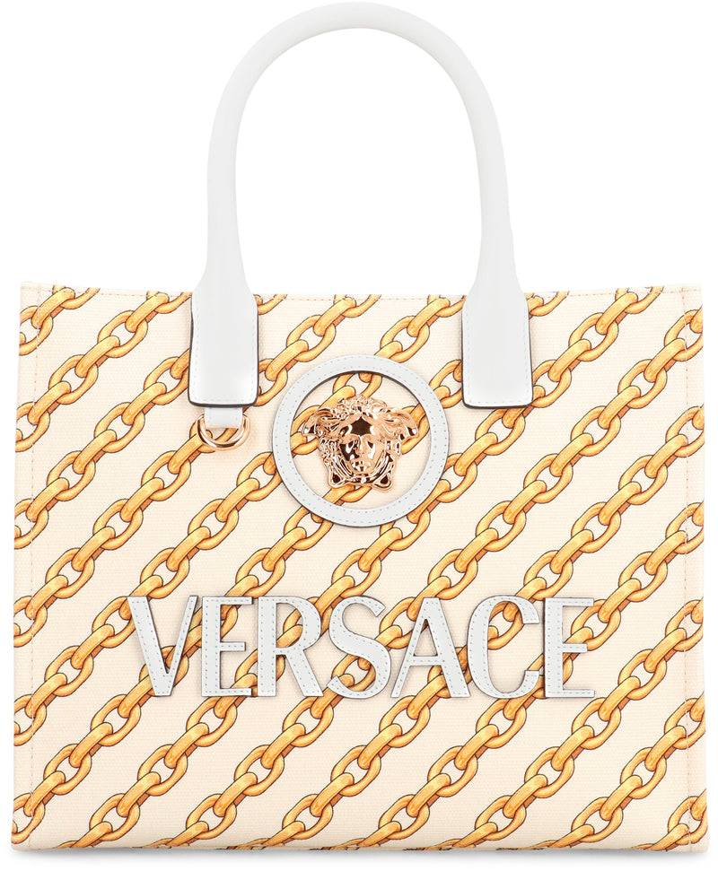 Versace Tote Bag — Cream Calfskin; Cotton