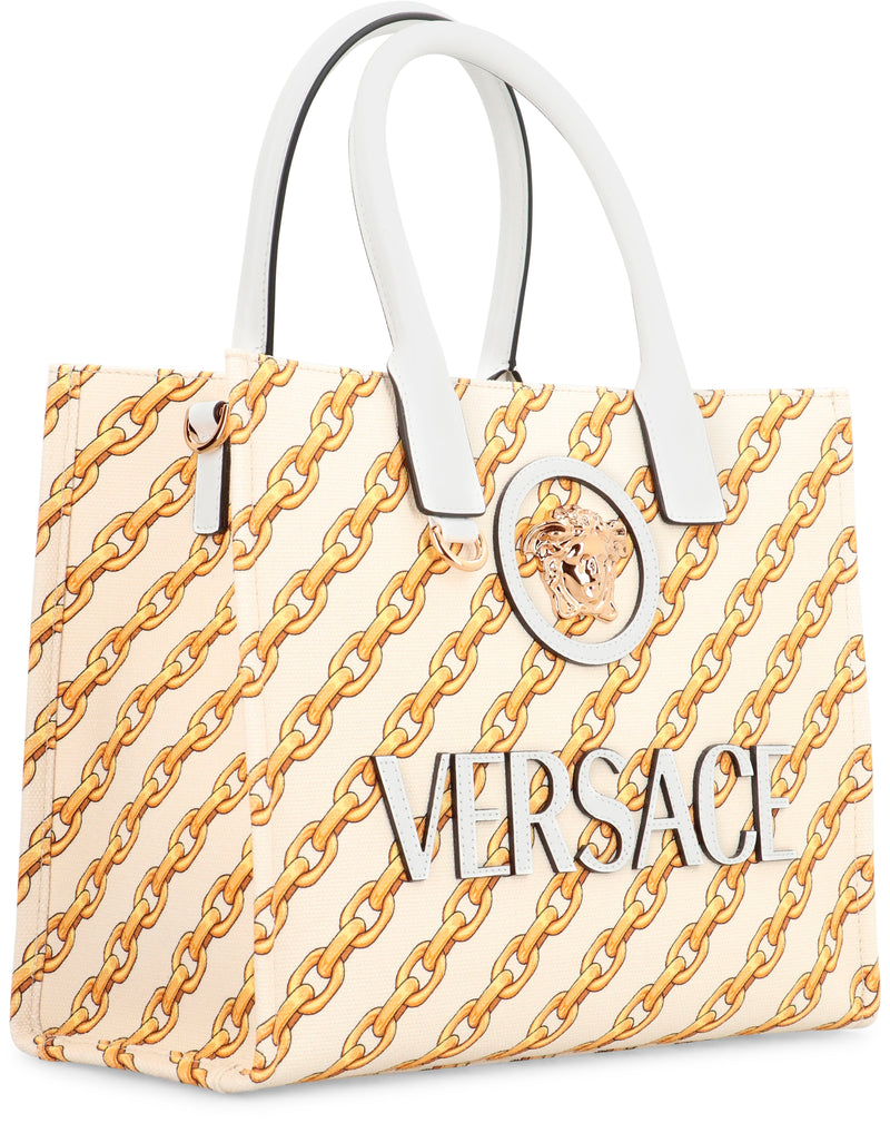 Versace Tote Bag — Cream Calfskin; Cotton