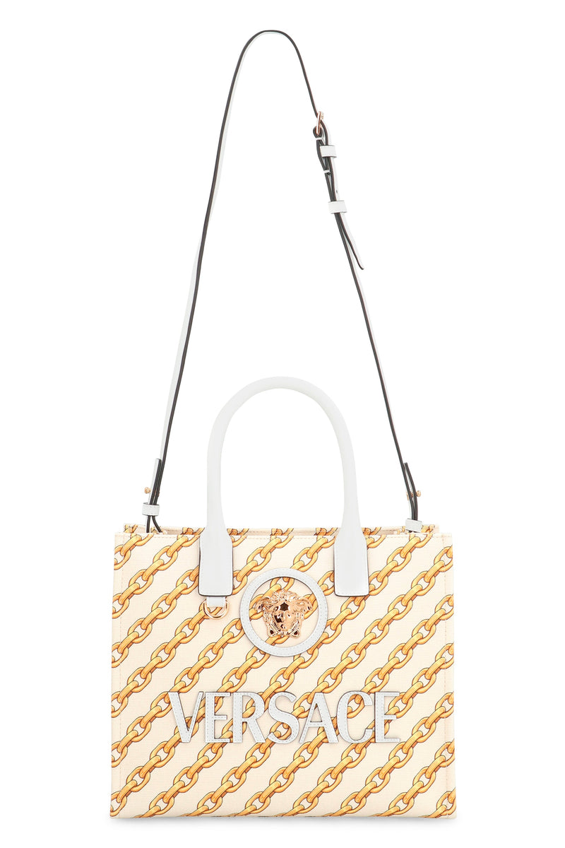 Versace Tote Bag — Cream Calfskin; Cotton