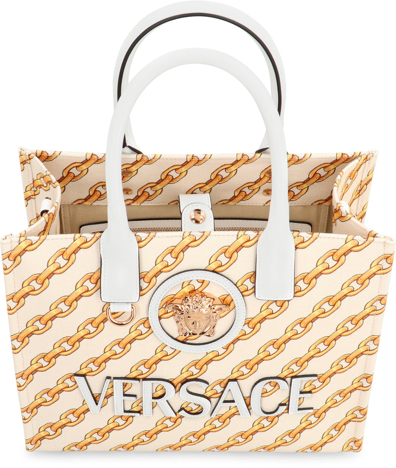 Versace Tote Bag — Cream Calfskin; Cotton