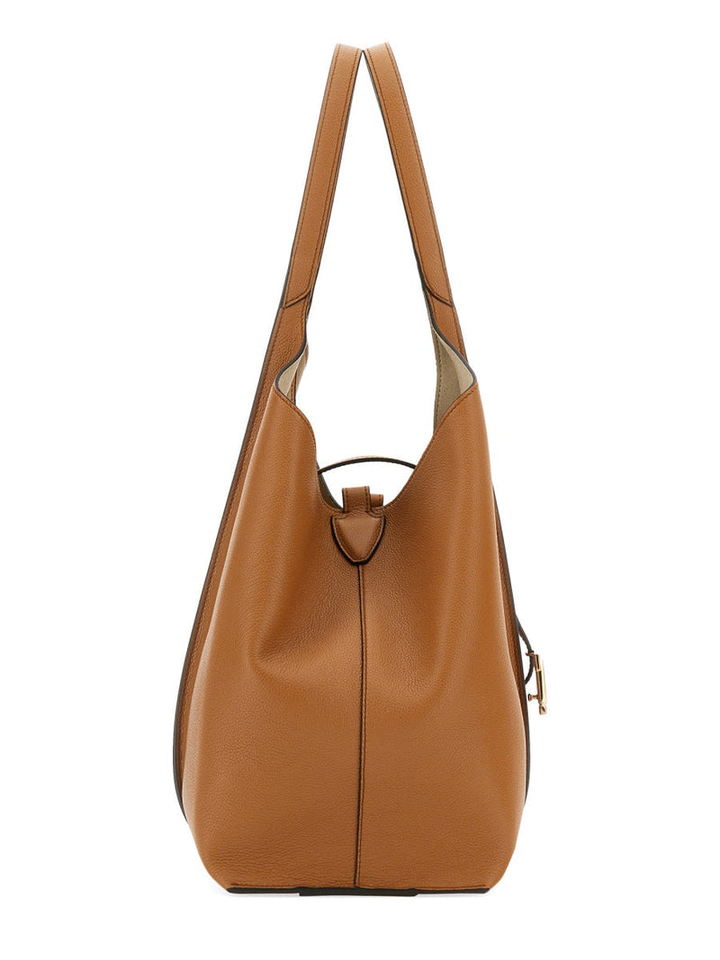 Tods T Tote Shoulder Bag — Beige Calfskin