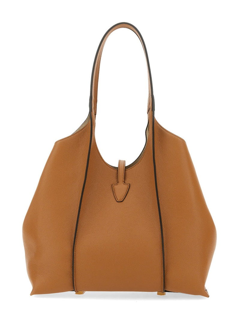 Tods T Tote Shoulder Bag — Beige Calfskin
