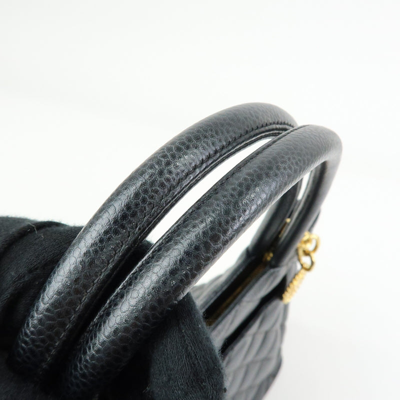 Chanel Medallion Quilted Caviar Black Leather Bag