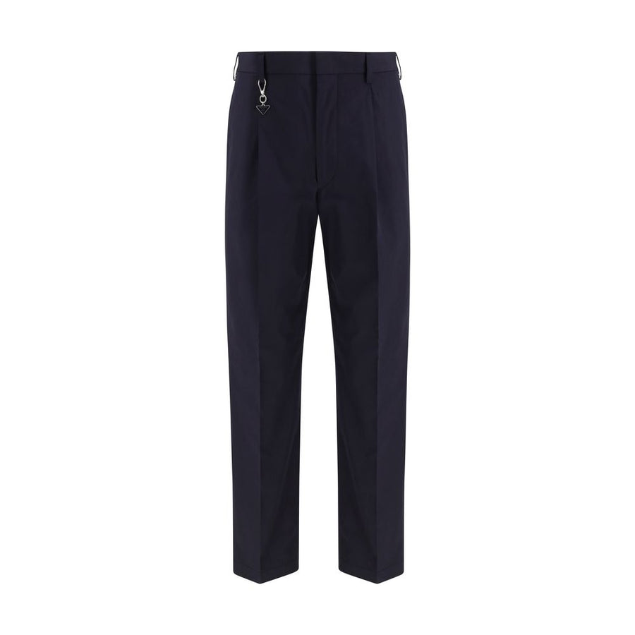 Blue Cotton Casual Pants