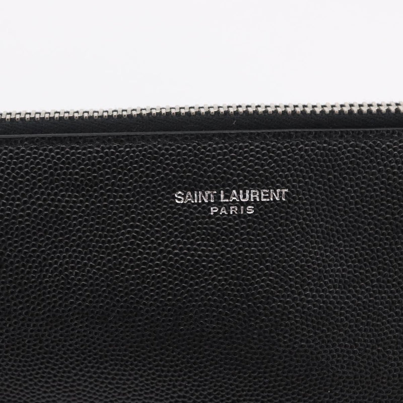 Saint Laurent Letters Zip Clutch Leather Black