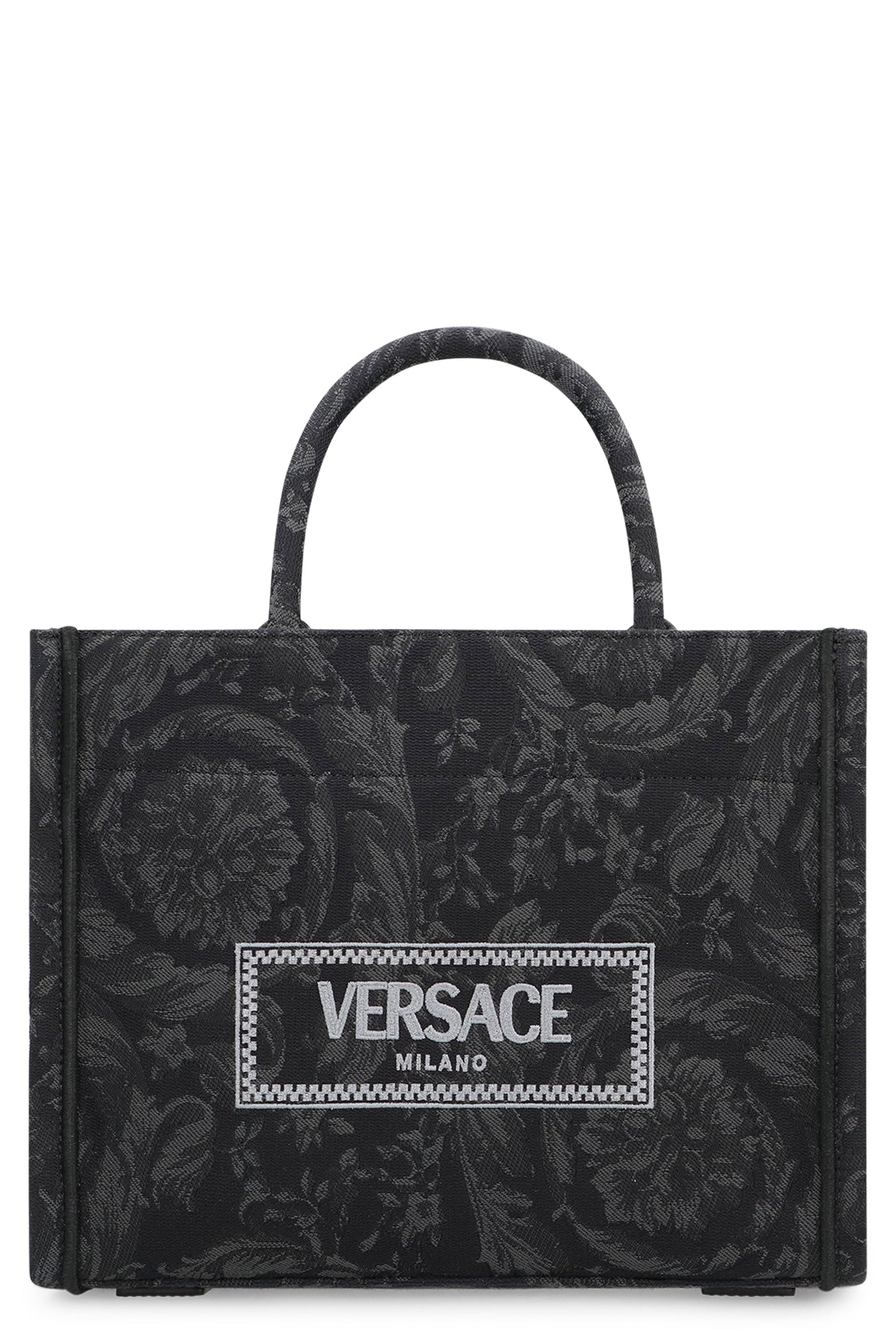 Versace Barocco Tote Bag — Black Fabric Cotton
