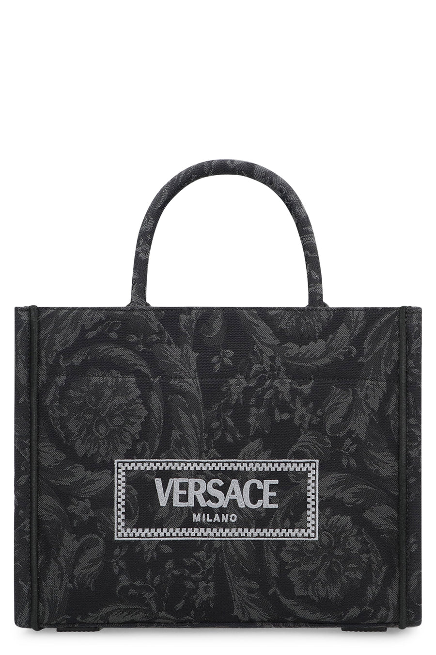 Versace Barocco Tote Bag — Black Fabric Cotton