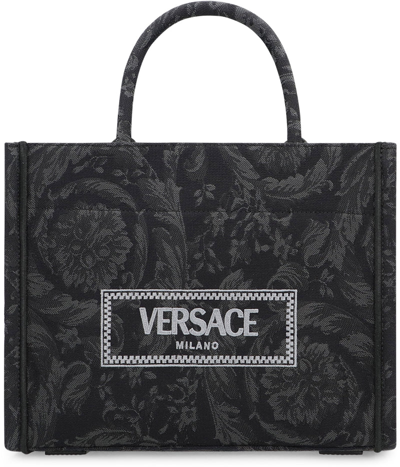 Versace Barocco Tote Bag — Black Fabric Cotton