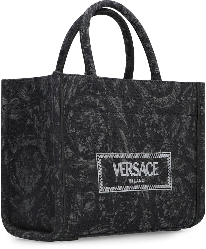 Versace Barocco Tote Bag — Black Fabric Cotton