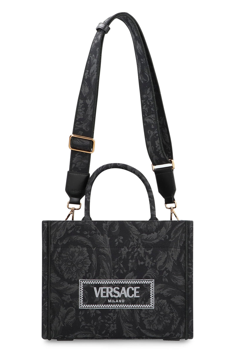 Versace Barocco Tote Bag — Black Fabric Cotton