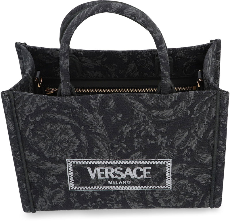 Versace Barocco Tote Bag — Black Fabric Cotton