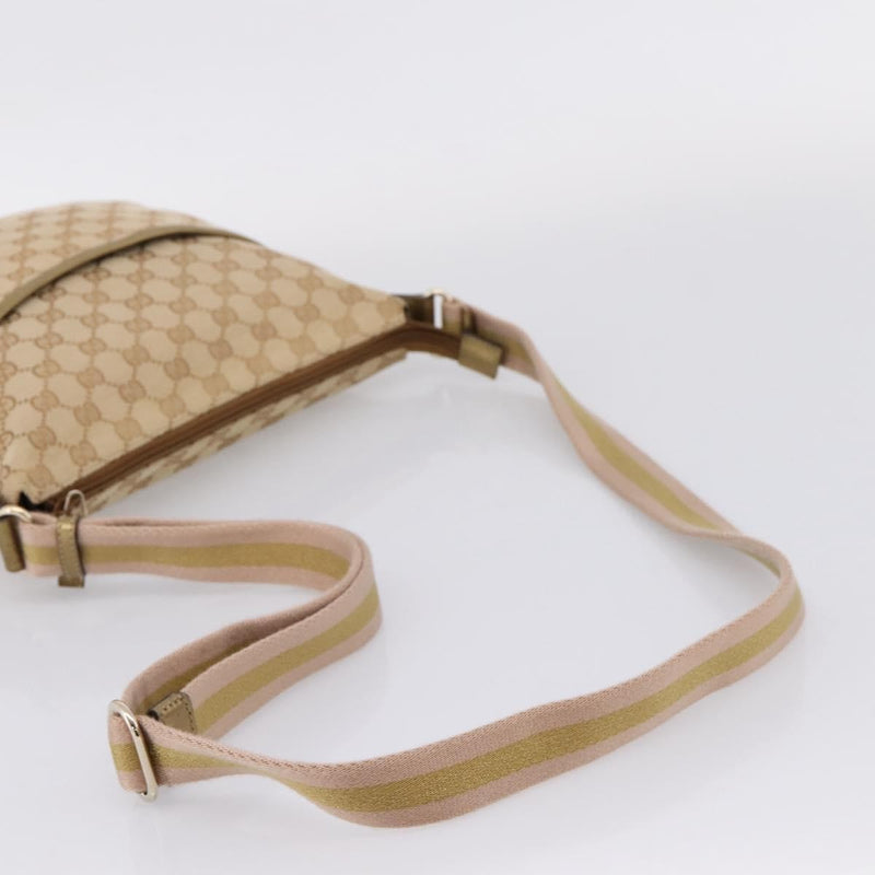 Gucci Zip Messenger Gg Canvas With Perforated Leather Beige