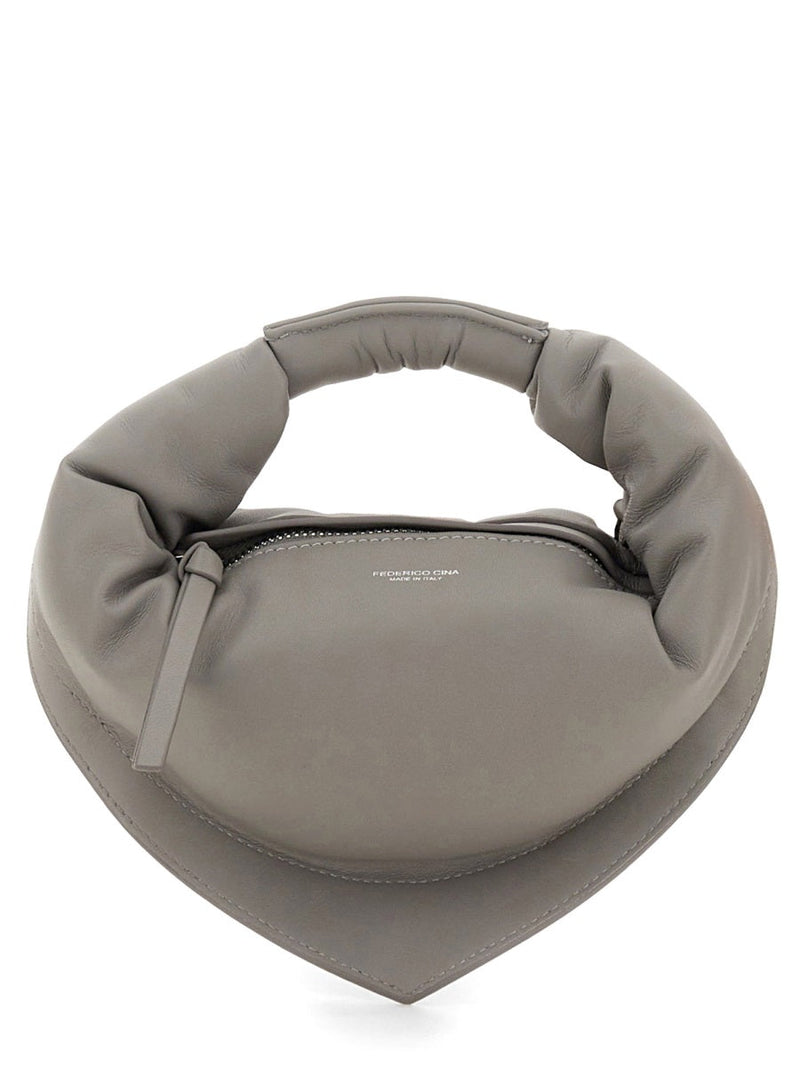 Federico Cina Tortellino Top Handle Bag — Gray Calfskin