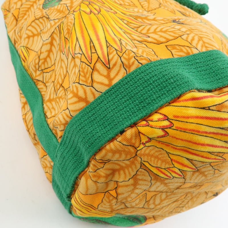 Hermes Vintage Drawstring Bucket Printed Canvas Orange Bag