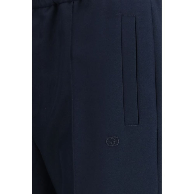 Blue Polyester Casual Pants