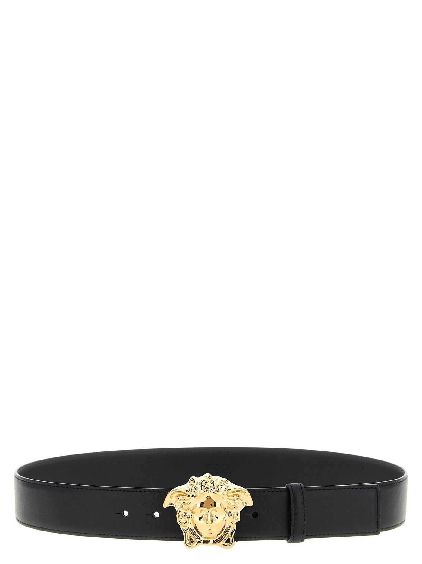 Versace Gold Medusa Buckle Belt — Black