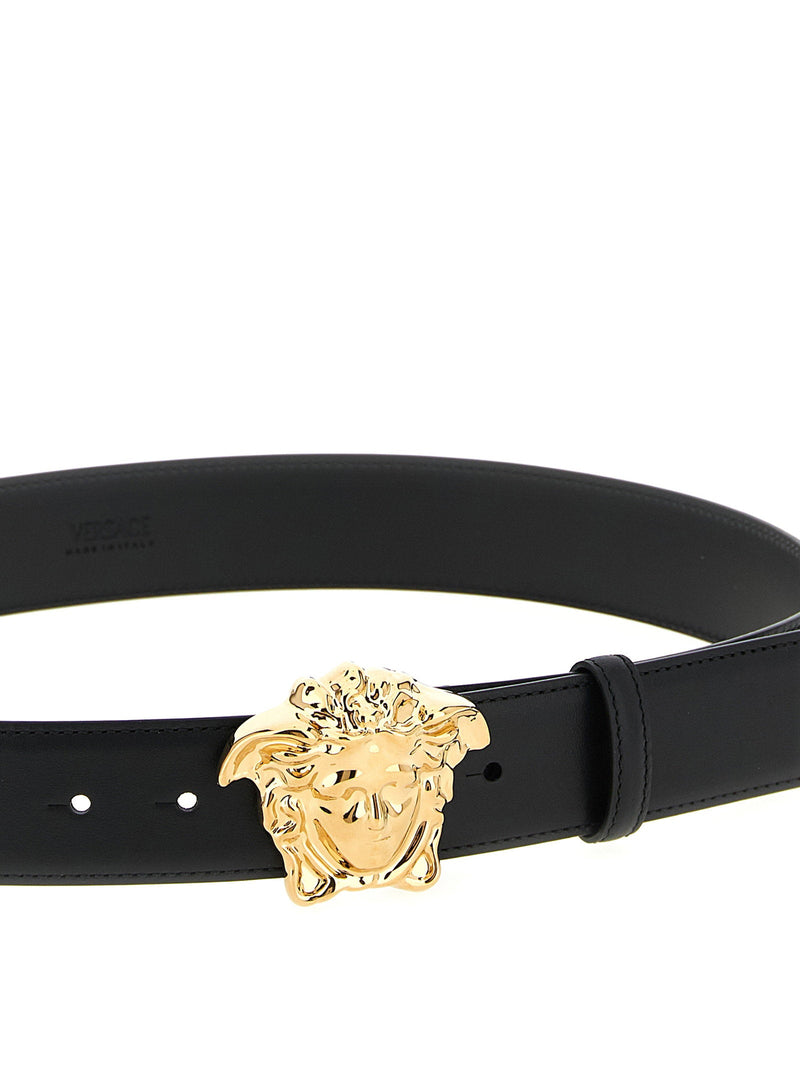 Versace Gold Medusa Buckle Belt — Black