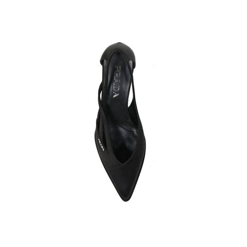 Black Silk Mid Heel Pumps