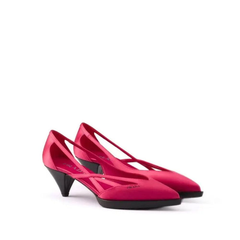 Multicolor Silk Mid Heel Pumps