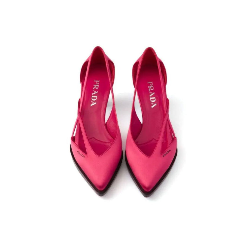 Multicolor Silk Mid Heel Pumps