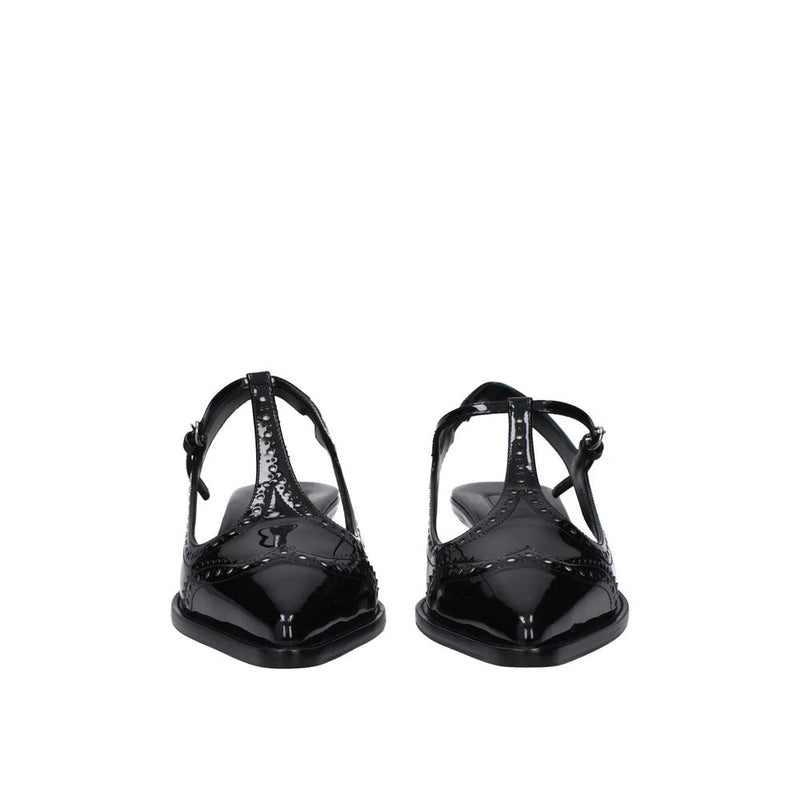 Black Calfskin Mid Heel Pumps