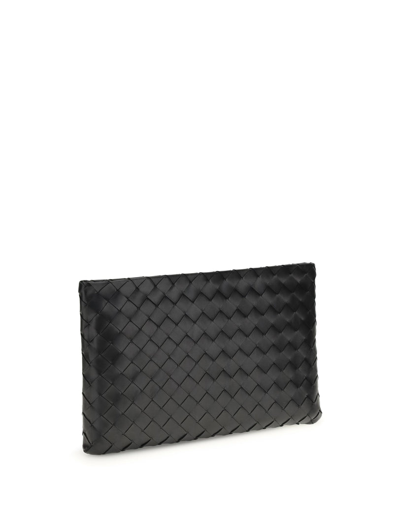 Bottega Veneta Intrecciato Clutch — Black Lamb Leather
