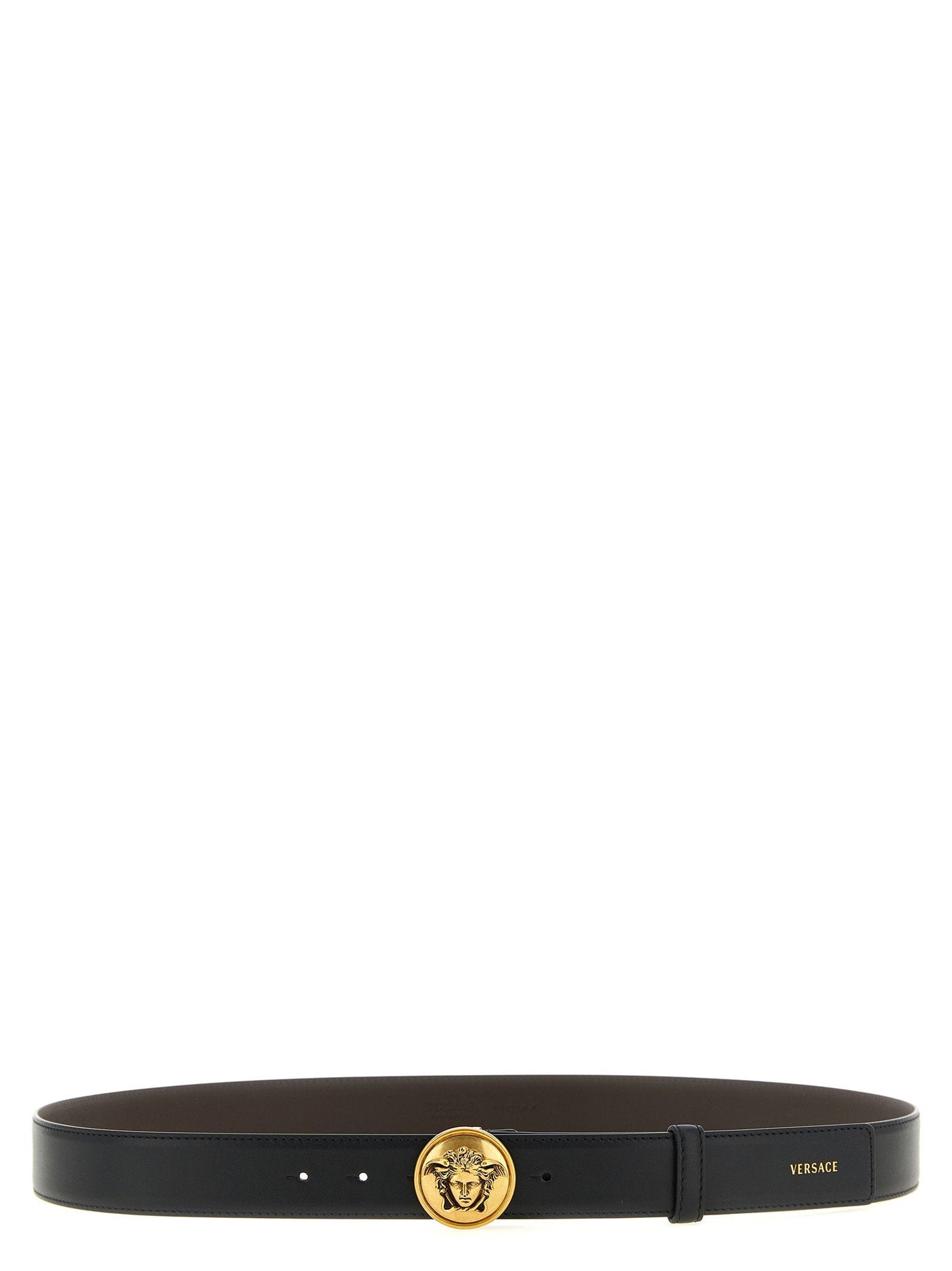 Versace Medusa Belt — Black Smooth Calf Leather