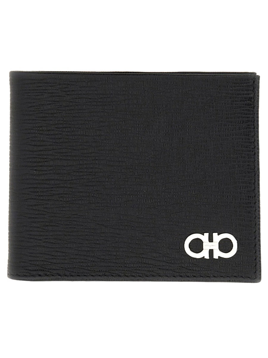 Ferragamo Gancini Wallet — Black Calf Leather & Purses