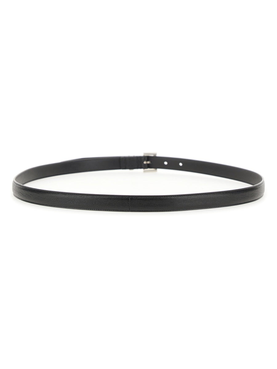 Saint Laurent Cassandre Belt — Black Leather