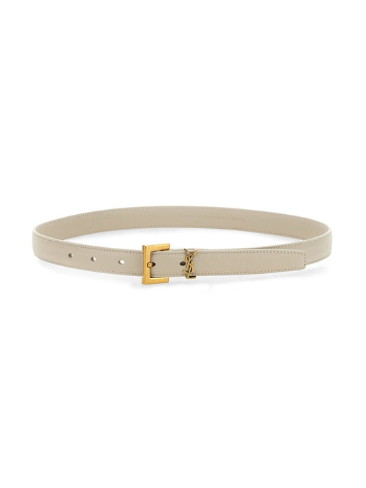 Saint Laurent Cassandre Belt — Beige Calfskin