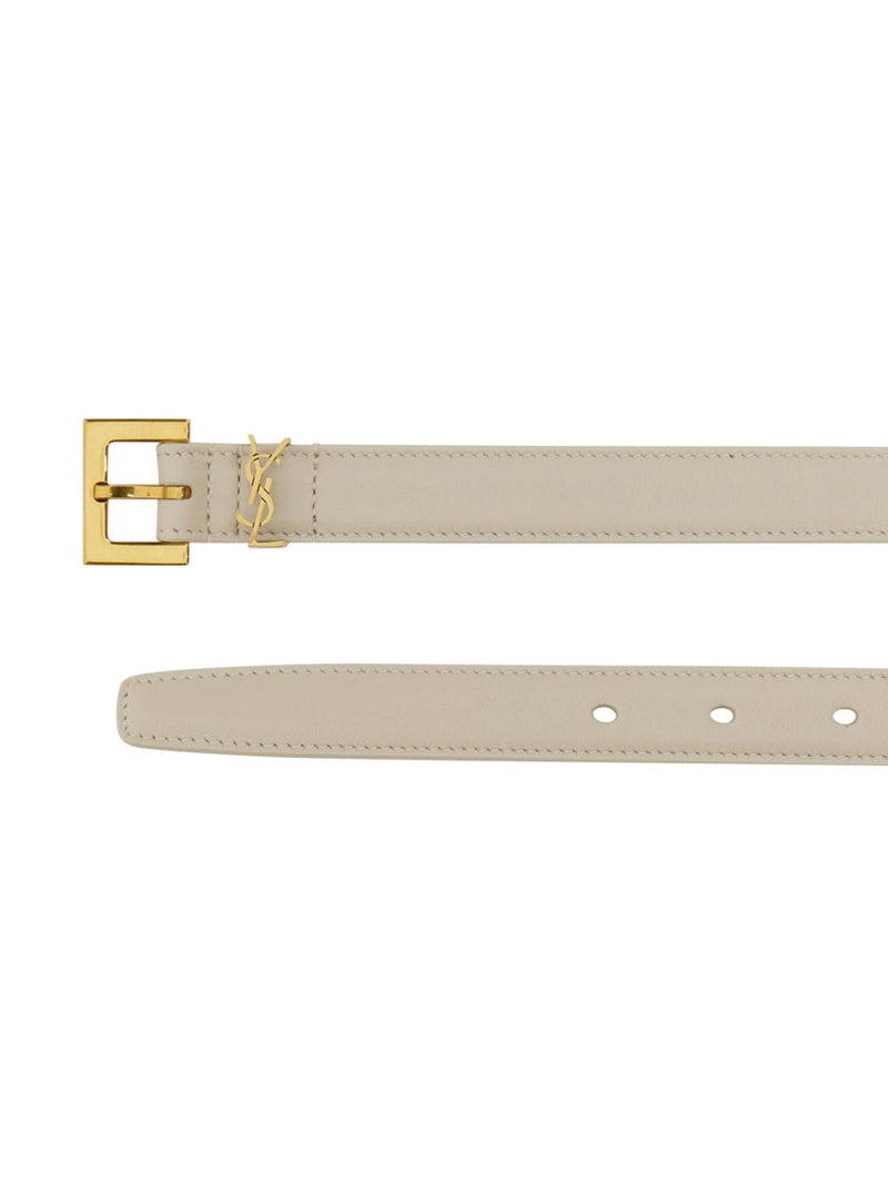 Saint Laurent Cassandre Belt — Beige Calfskin