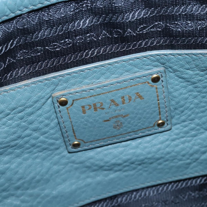 Prada Rolled Hobo Vitello Daino Blue Leather